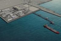 Vue 3D du projet Marsa LNG de TotalEnergies, port de Sohar, Oman